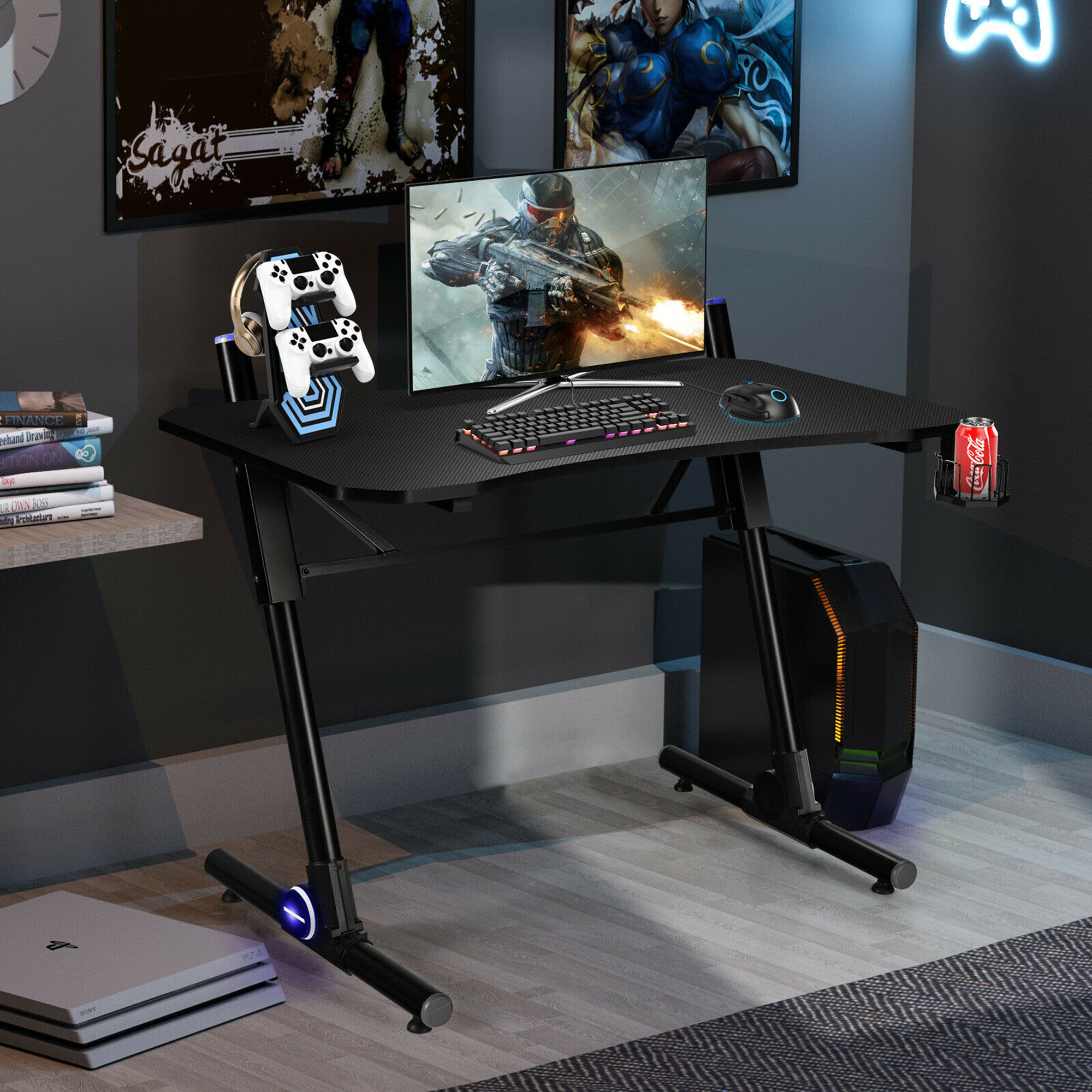 Inbox Zero Rimma Height Adjustable Gaming Desk Wayfair